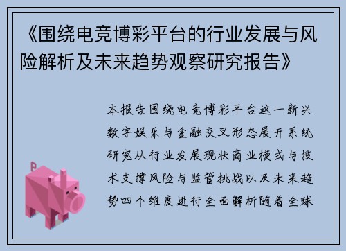 《围绕电竞博彩平台的行业发展与风险解析及未来趋势观察研究报告》